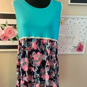 Teal Floral Babydoll Top